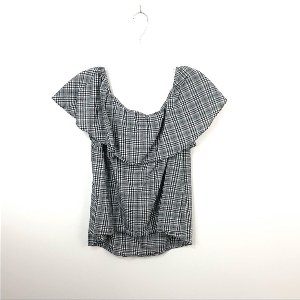 Michael By Michael Kors Plaid Off The Shoulders M